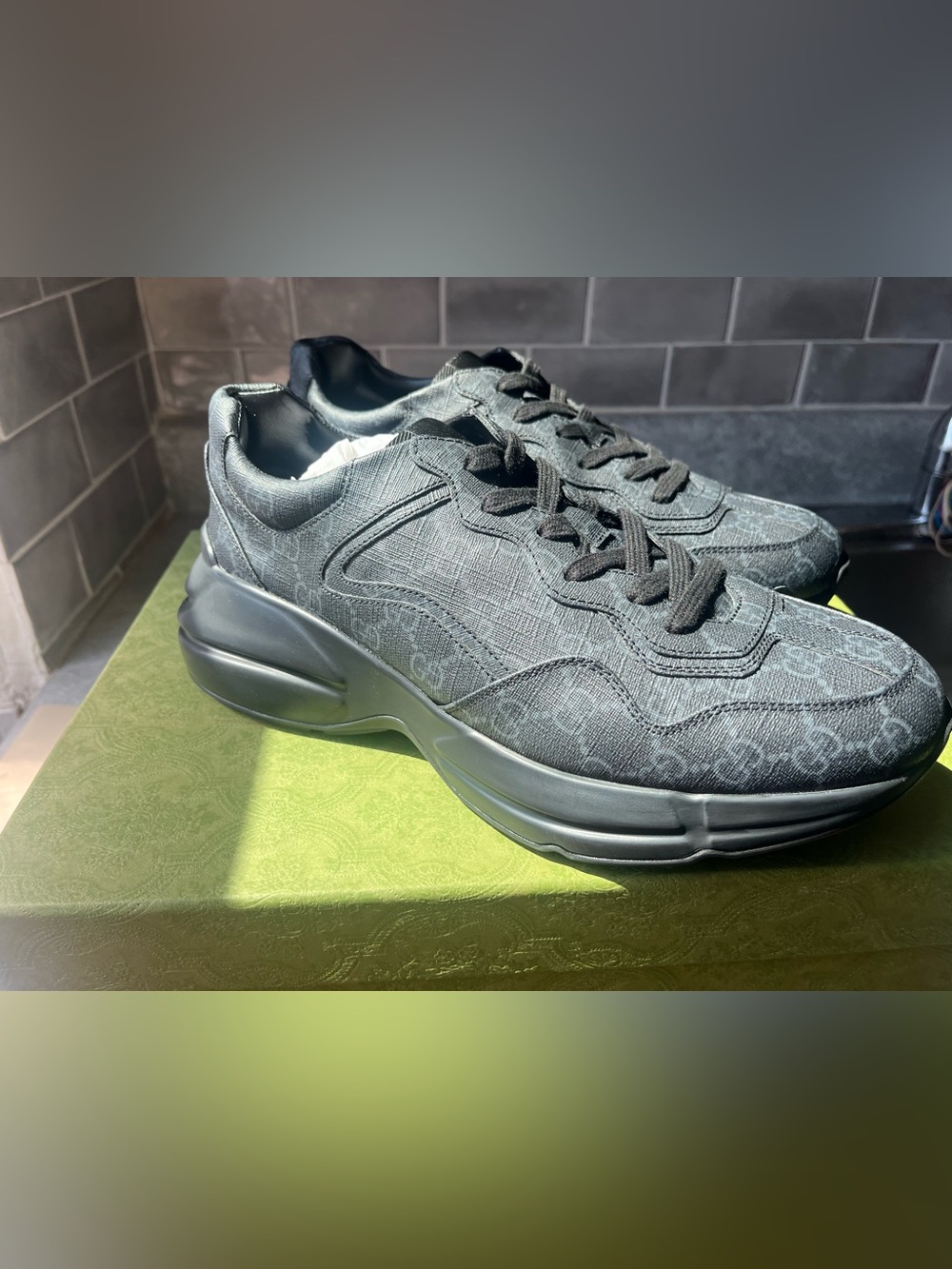 Gucci Black Monogram Runner Sneakers